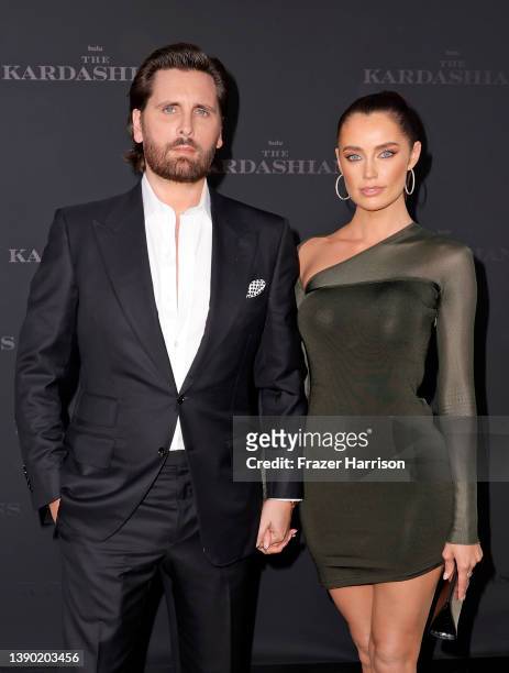 Scott Disick and Rebecca Donaldson attend the Los Angeles premiere of Hulu's new show "The Kardashians" at Goya Studios on April 07, 2022 in Los...