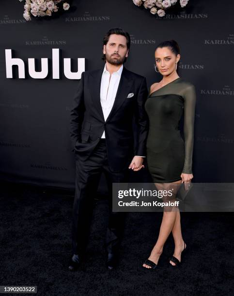 Scott Disick and Rebecca Donaldson attend the Los Angeles premiere of Hulu's new show "The Kardashians" at Goya Studios on April 07, 2022 in Los...