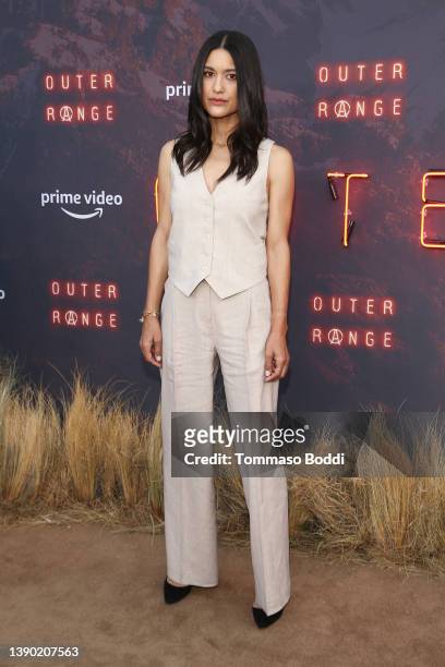 Julia Jones attends the Los Angeles premiere of Prime Video's Western "Outer Range" at Harmony Gold on April 07, 2022 in Los Angeles, California.