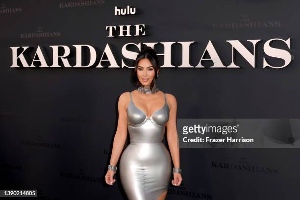 Kim Kardashian attends the Los Angeles premiere of Hulu's new show "The Kardashians" at Goya Studios on April 07, 2022 in Los Angeles, California.