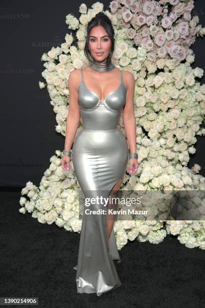 Kim Kardashian attends the Los Angeles premiere of Hulu's new show "The Kardashians" at Goya Studios on April 07, 2022 in Los Angeles, California.