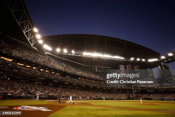 Starting pitcher Yu Darvish of the San Diego Padres pitches against the Arizona Diamondbacks during the third inning of the MLB opening day game at...