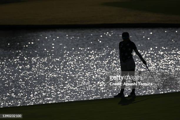 Asako Fujimoto of Japan is seen on the 9th green during the first round of the Fujiflim Studio Alice Ladies Open at Ishizaka Golf Club on April 8,...