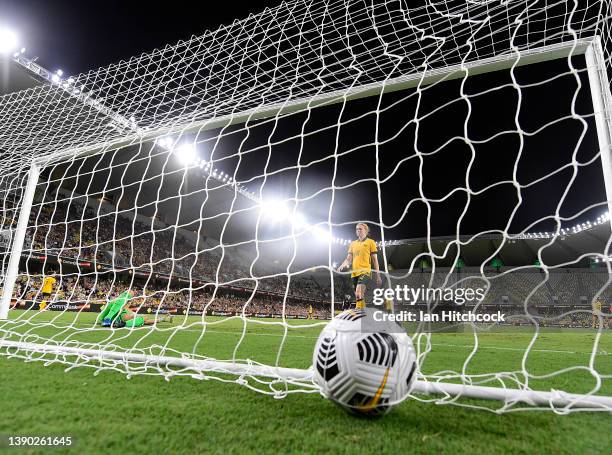 Lydia Williams and Clare Polkinghorne of Australia look on after the goal of Anna Green of New Zealand during the International Women's match between...