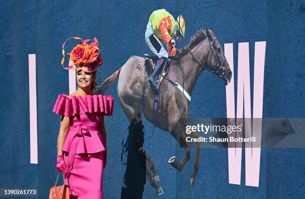 Early arrivals on 'Ladies Day' at Aintree Racecourse on April 08, 2022 in Liverpool, England.