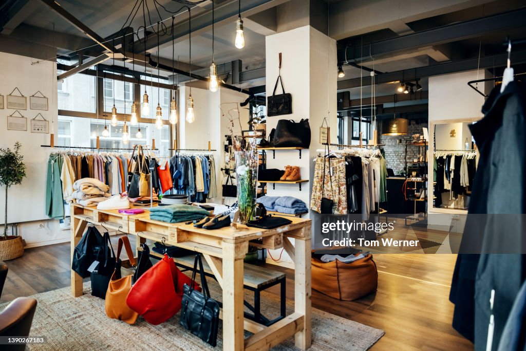 The Retail Displays In Fashionable Clothing Store