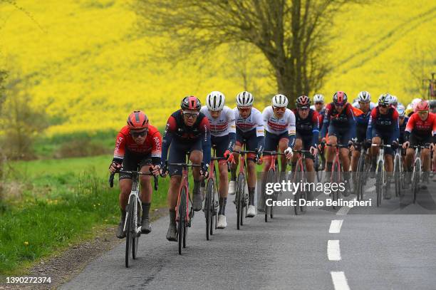 Markus Hoelgaard of Norway and Team Trek - Segafredo, Cameron Wurf of Australia and Team INEOS Grenadiers and Alan Riou of France and Team Arkéa -...