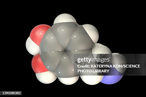Dopamine molecule, illustration Dopamine molecule, illustration