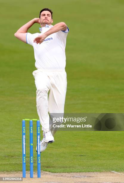 Steven Finn of Sussex bowls during the LV= Insurance County Championship match between Sussex and Nottinghamshire at The 1st Central County Ground on...