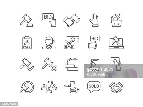 illustrations, cliparts, dessins animés et icônes de icônes de vente aux enchères - plaquette de vente aux enchères