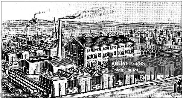 antique illustration of usa, ohio landmarks and companies: cincinnati, eckstein white lead co. - cincinnati business stock illustrations