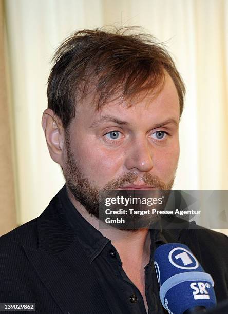 Devid Striesow attends the presententation of Devid Striesow as new Tatort Commissar at the embassy of the state Saarland on February 15, 2012 in...