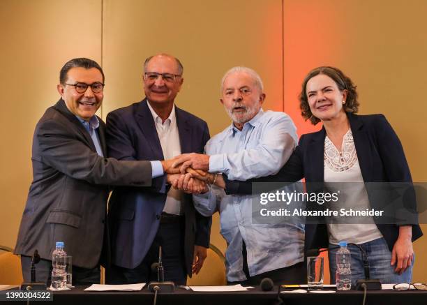 President of PSB party Carlos Siqueira, Former Sao Paulo Governor Geraldo Alckmin, Former president of Brazil Luiz Inacio Lula da Silva and President...