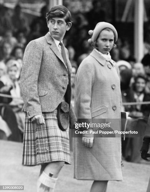 Prince Charles, wearing a kilt, and Princess Anne attend the Royal Highland Gathering at Braemar in Scotland on 5th September 1963. The royal family...