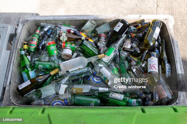 glass and bottle recycling in hong kong - bottle bank stock pictures, royalty-free photos & images