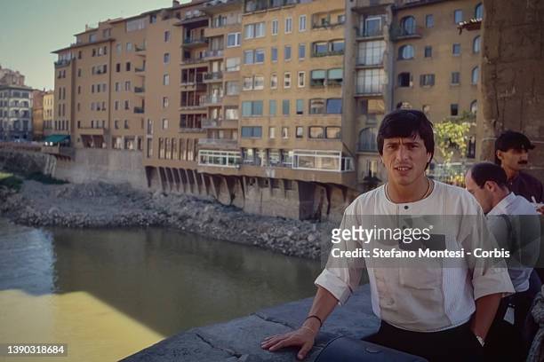 Fiorentina's Daniel Passarella on the Lungarno on September 3, 1984 in Florence, Italy.