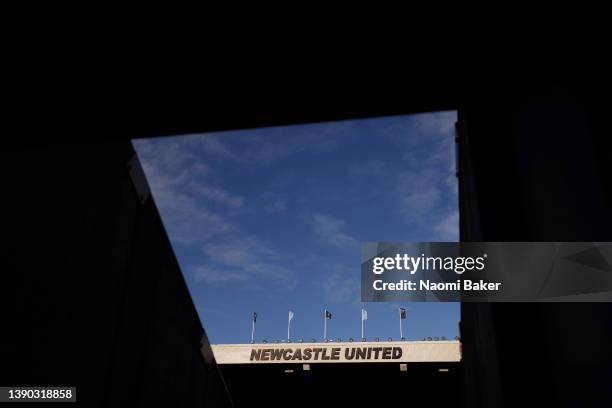 General view inside the stadium prior to the Premier League match between Newcastle United and Wolverhampton Wanderers at St. James Park on April 08,...