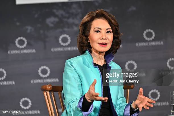 Elaine Chao, 18th U.S. Secretary of Transportation; 24th U.S. Secretary of Labor, United States of America, speaks onstage during the 2022 Concordia...