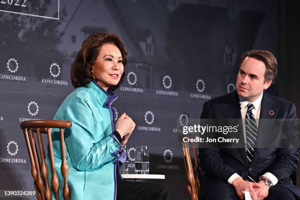 Elaine Chao, 18th U.S. Secretary of Transportation; 24th U.S. Secretary of Labor, United States of America, and Matthew Swift, Co-Founder & CEO,...