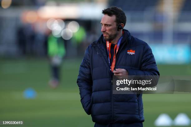 Mike Blair, Head Coach of Edinburgh Rugby looks on prior to the Challenge Cup match between Edinburgh Rugby and Section Paloise at DAM Health Stadium...