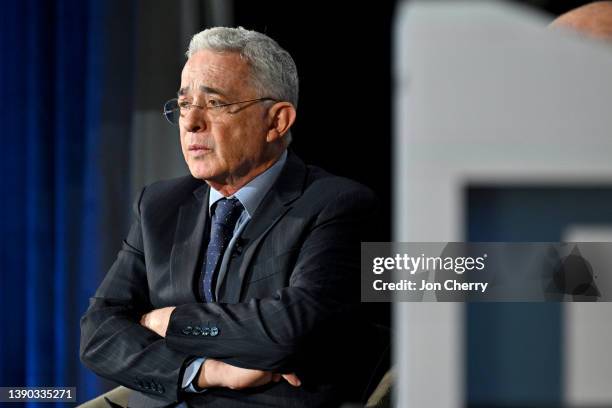 Álvaro Uribe Vélez, Former President, The Republic of Colombia, speaks onstage during the 2022 Concordia Lexington Summit - Day 2 at Lexington...