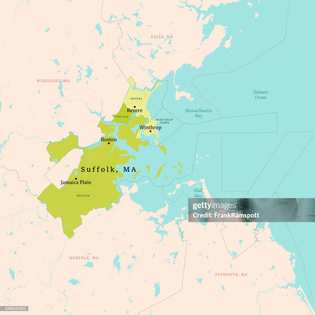 MA Suffolk Vector Map Green