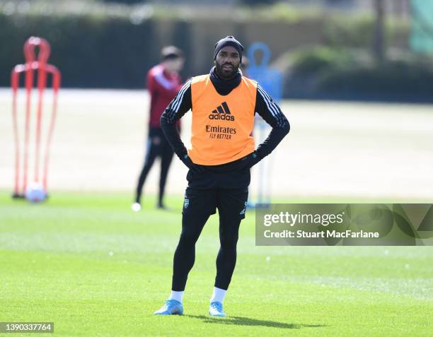 Alex Lacazette of Arsenal during a training at London Colney on April 08, 2022 in St Albans, England.