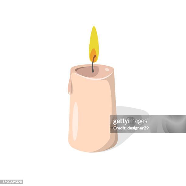 ilustraciones, imágenes clip art, dibujos animados e iconos de stock de icono de vela diseño plano sobre fondo blanco. - candle