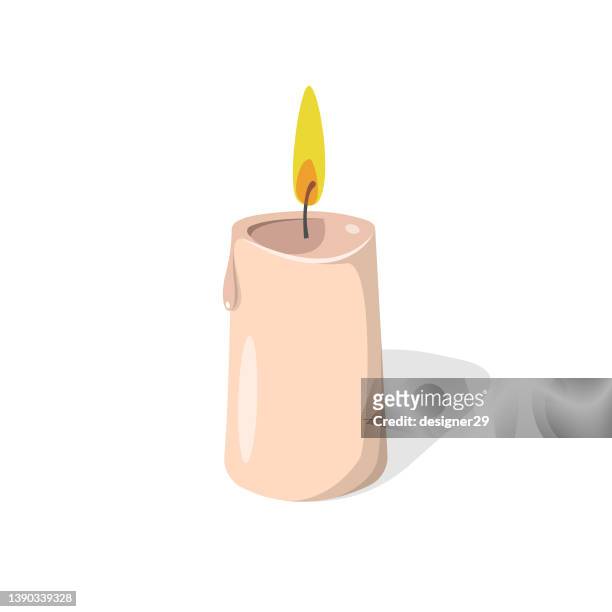 stockillustraties, clipart, cartoons en iconen met candle icon flat design on white background. - candle flame