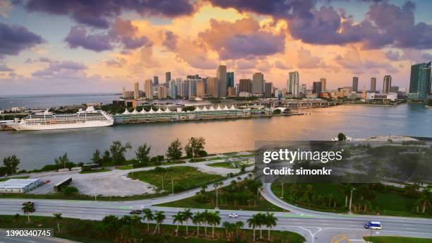 watson island and overlooking port - miami stock pictures, royalty-free photos & images