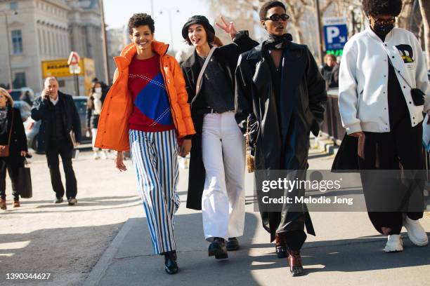 Brazilian model Laiza de Moura, Rayssa Medeiros, and Mahany Pery after the Chanel show at Grand Palais Éphémère during Paris Fashion Week Fall/Winter...