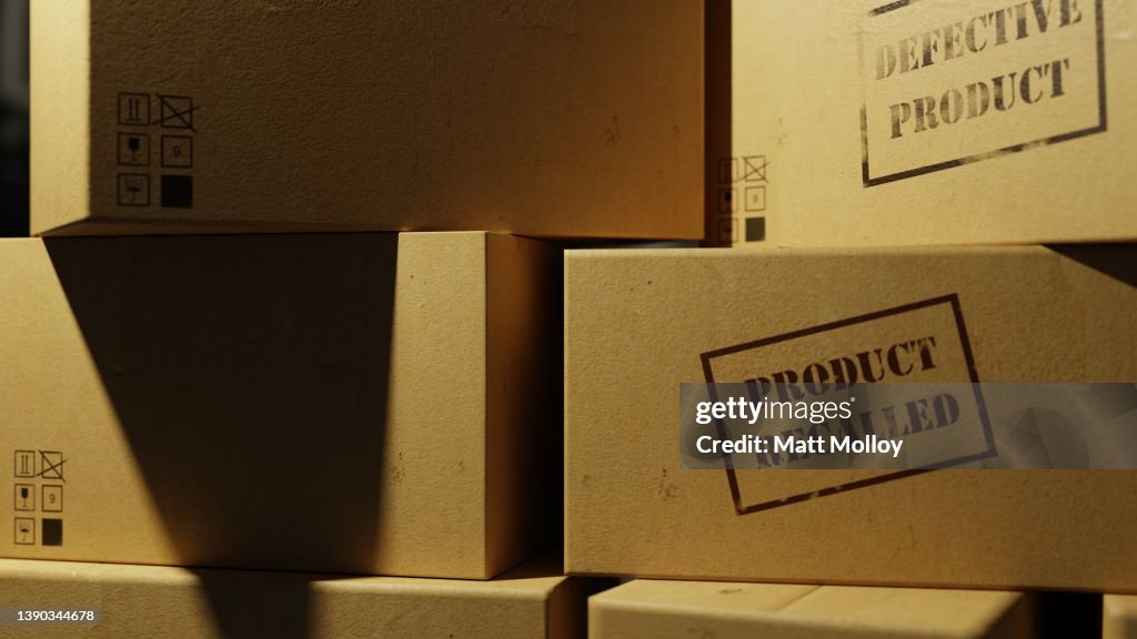 PRODUCT RECALLED, DEFECTIVE PRODUCT Stamped Cardboard Boxes, Soft Lighting