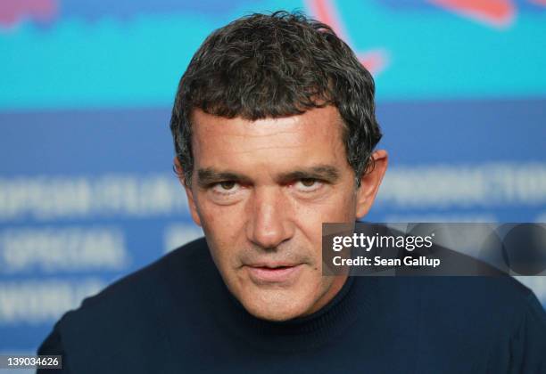 Actor Antonio Banderas attends the "Haywire" Press Conference during day seven of the 62nd Berlin International Film Festival at the Grand Hyatt on...