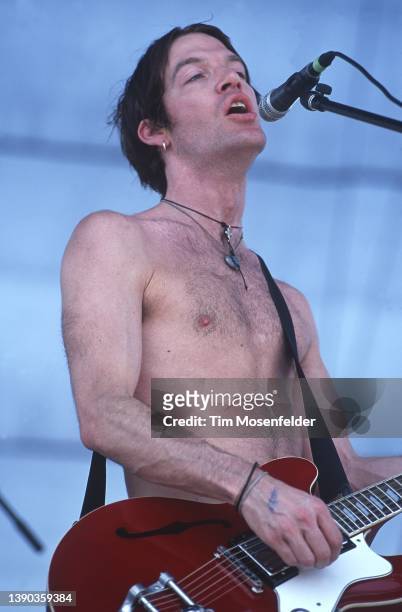 Courtney Taylor-Taylor of The Dandy Warhols performs during Coachella 2001 at the Empire Polo Fields on April 28, 2001 in Indio, California.