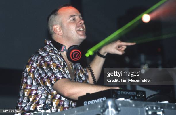 Fatboy Slim performs during Coachella 2001 at the Empire Polo Fields on April 28, 2001 in Indio, California.