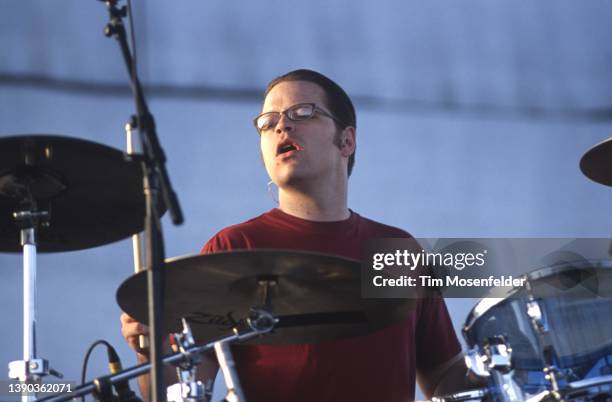 Patrick Wilson of Weezer performs during Coachella 2001 at the Empire Polo Fields on April 28, 2001 in Indio, California.