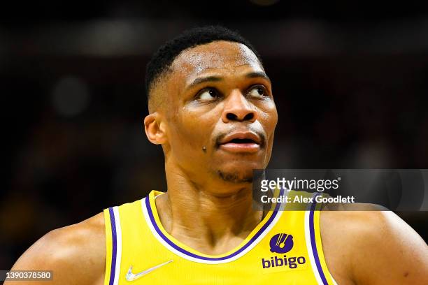 Russell Westbrook of the Los Angeles Lakers in action during the first half of a game against the Utah Jazz at Vivint Smart Home Arena on March 31,...