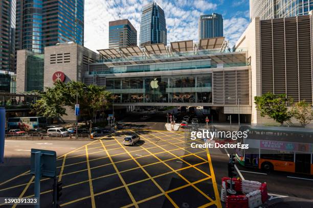 exterior of central mtr station, center of mass transit on hong kong island, hong kong - mtr logo stock pictures, royalty-free photos & images