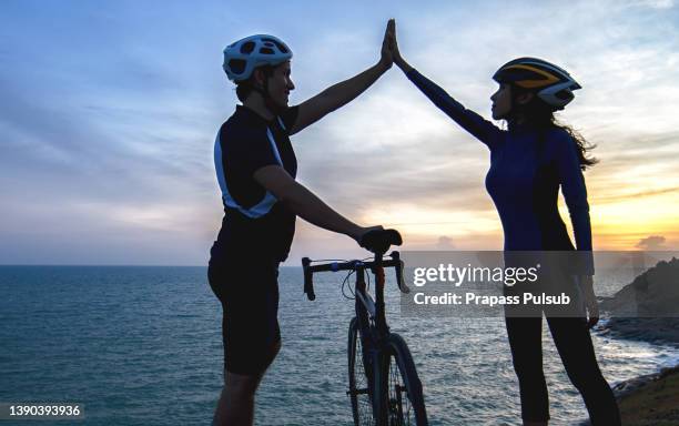 bikeriders & training partners - cycling vest stock pictures, royalty-free photos & images