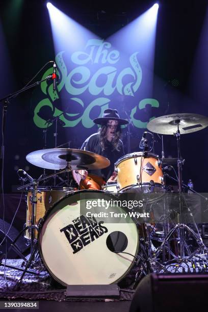 Drummer McQueen Dead of The Dead Deads performs at Brooklyn Bowl Nashville on April 08, 2022 in Nashville, Tennessee.