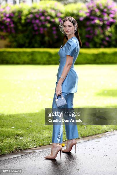 Jesinta Franklin attends The Championships Day 2, Longines Elizabeth Stakes Day at Royal Randwick Racecourse on April 09, 2022 in Sydney, Australia.