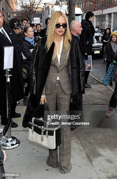 Designer Rachel Zoe attends the Reed Krakoff fall 2012 fashion show during Mercedes-Benz Fashion Week at Pace Gallery on February 15, 2012 in New...