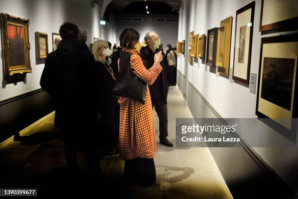 People attend the opening of the exhibition 'Vittore Grubicy De Dragon. Un intellettuale-artista e la sua eredità. Aperture internazionali tra...