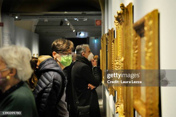 People attend the opening of the exhibition 'Vittore Grubicy De Dragon. Un intellettuale-artista e la sua eredità. Aperture internazionali tra...