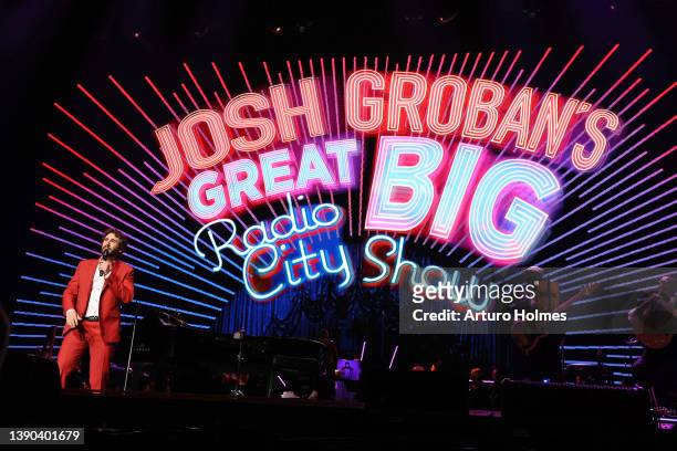 Josh Groban performs onstage during Josh Groban's Great Big Radio City Show at Radio City Music Hall on April 08, 2022 in New York City.