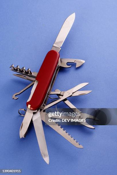 close up of multi purpose knife - swiss knife stock pictures, royalty-free photos & images