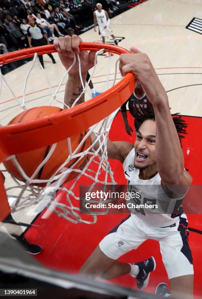 Dereck Lively II of USA Team dunks during the second half against World Team in the Nike Hoop Summit at Moda Center on April 08, 2022 in Portland,...