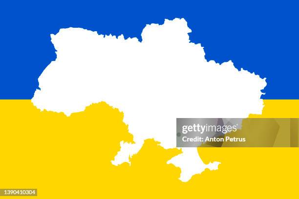 map of ukraine on the background of the ukrainian flag - kyiv map stock pictures, royalty-free photos & images