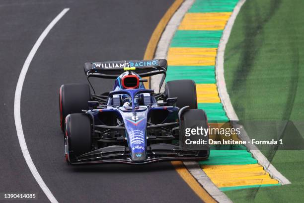 Nicholas Latifi of Canada driving the Williams FW44 Mercedes on track during qualifying ahead of the F1 Grand Prix of Australia at Melbourne Grand...