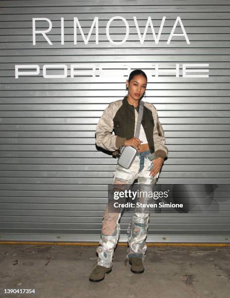 Aleali May attends the RIMOWA & Porsche Exclusive Event on April 08, 2022 in Los Angeles, California.